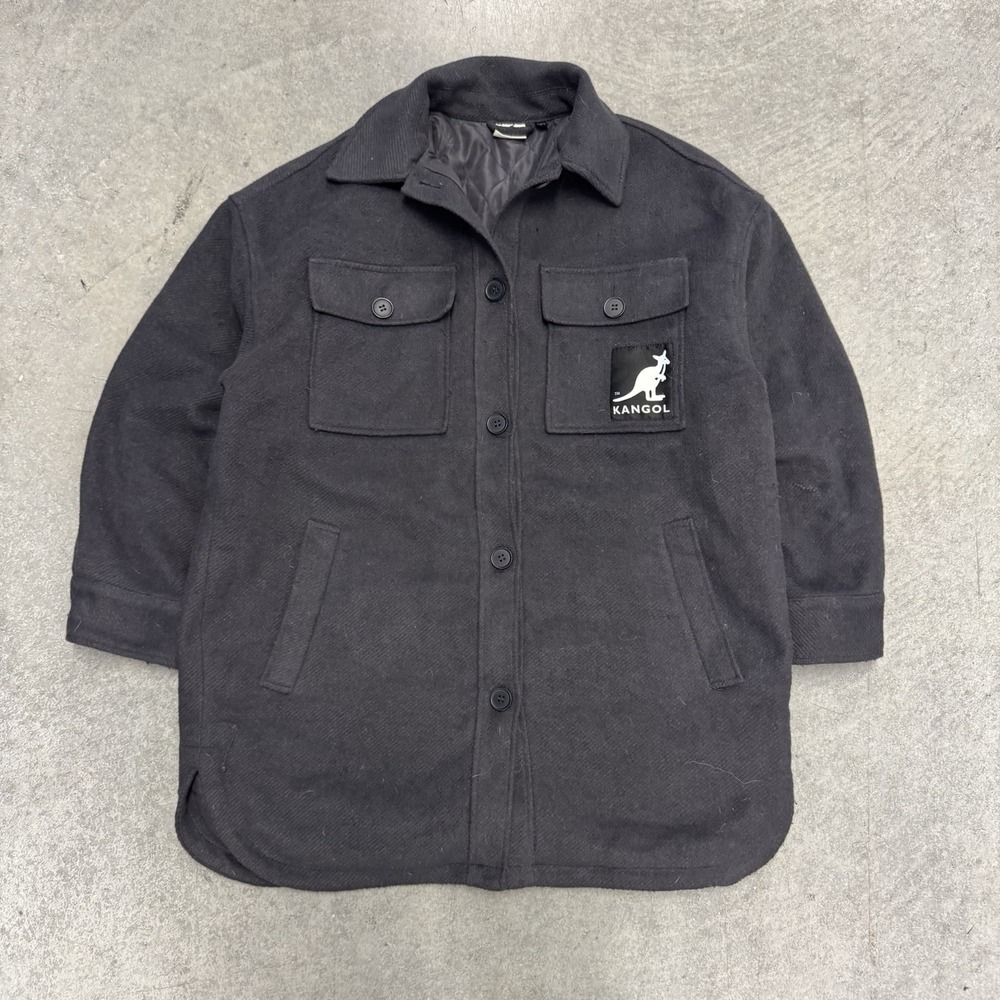 Men's H&M Kangol Oversized Jacket Coat Casual Big Patch Gray Winter Small